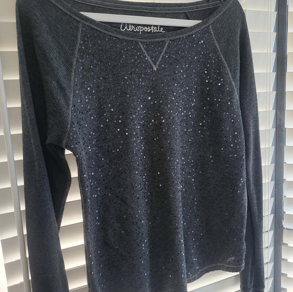 Aeropostale Black Embellished Long Sleeve Hoodie